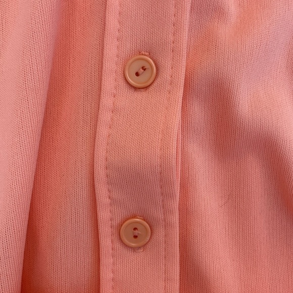 Jennifer Gee Vintage Midi Shirt Dress Bright Peach Salmon Pink Orange - Picture 4 of 14
